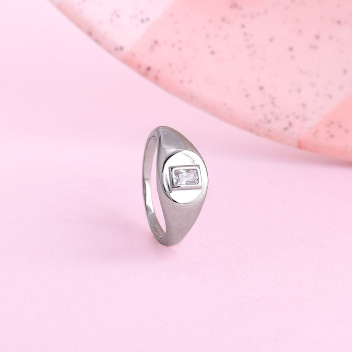 Signet ring with diamond center