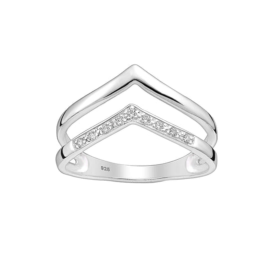 Double Chevron Pave Ring