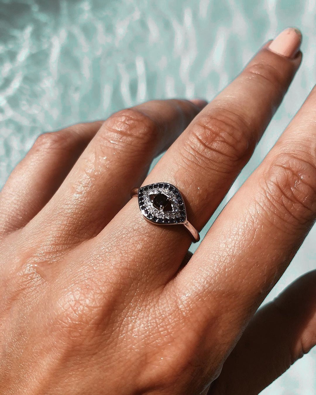 SILVER EVIL EYE RING