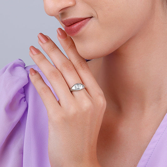 Signet ring with diamond center