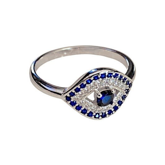 SILVER EVIL EYE RING