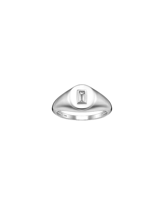 Signet ring with diamond center