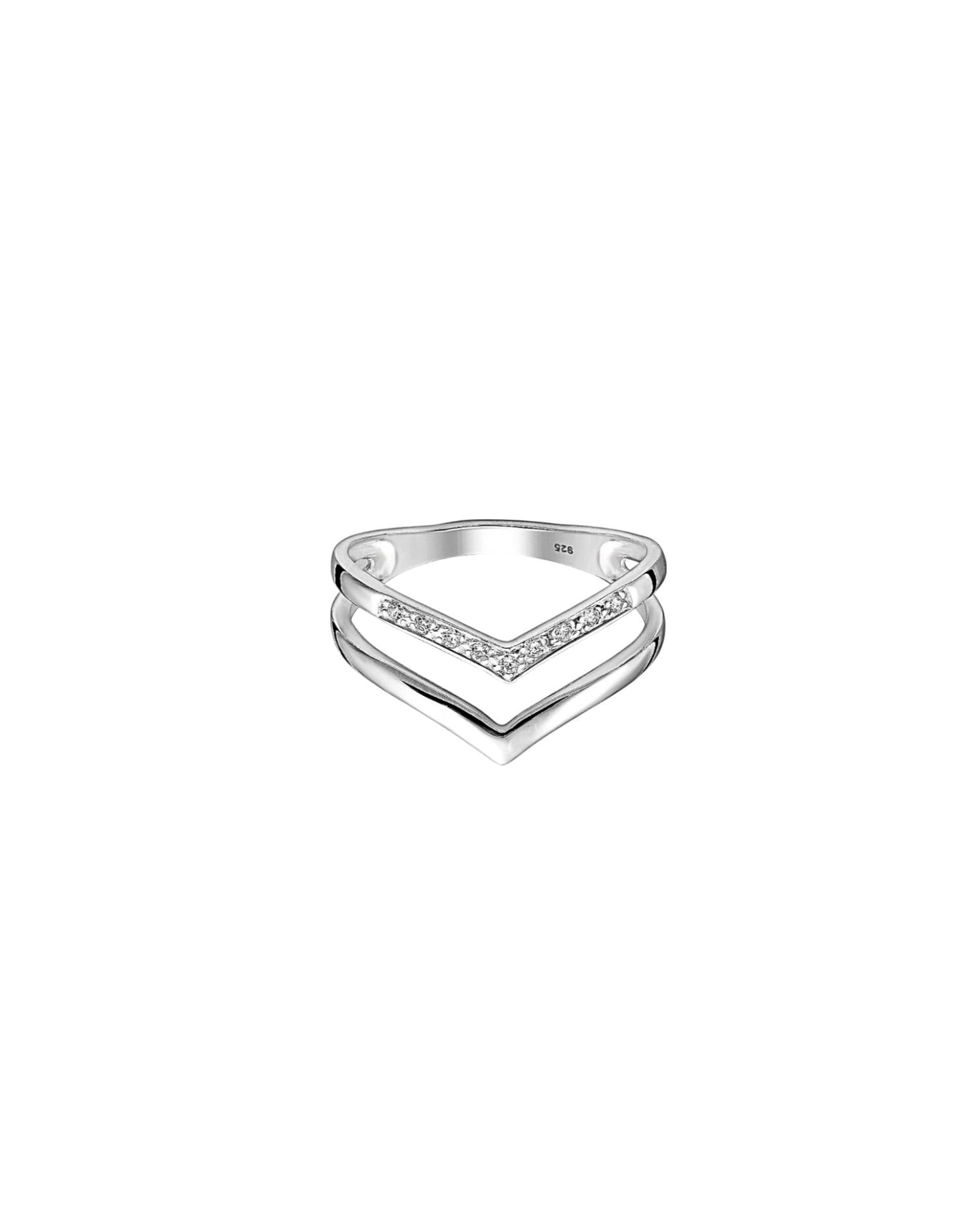 DOUBLE CHEVRON PAVE RING
